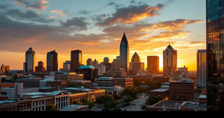 Birmingham skyline, Vulcan statue area, commercial district