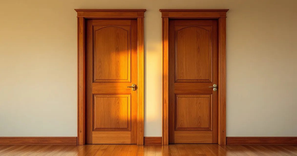Two doors in a hallway representing keeping vs rolling equity in a business sale