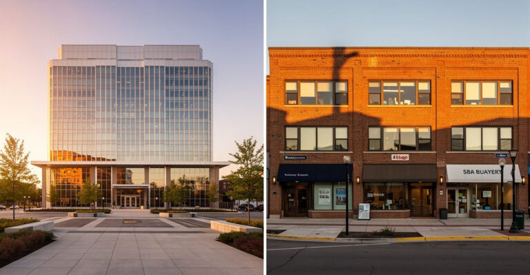 PE buyers vs SBA buyers for a business sale with commercial real estate