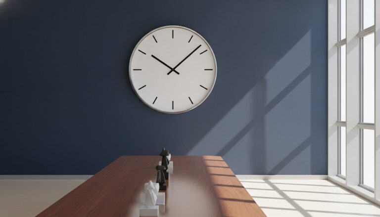 Conference room clock representing extended M&A deal timelines