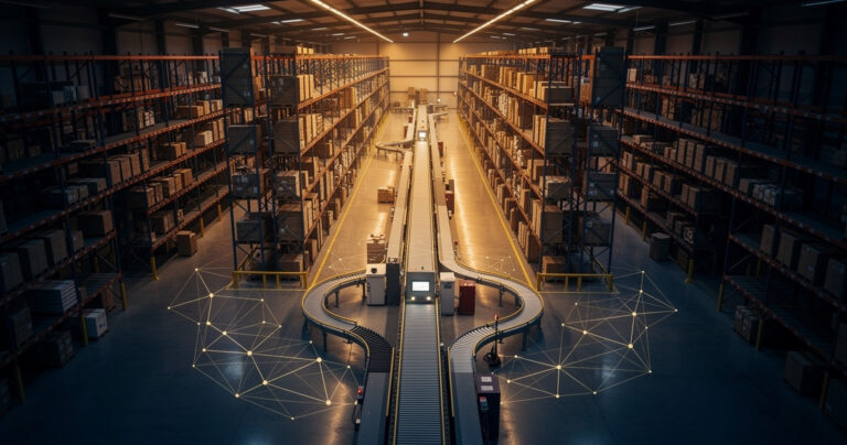 AI-powered route optimization and inventory management in a distribution warehouse