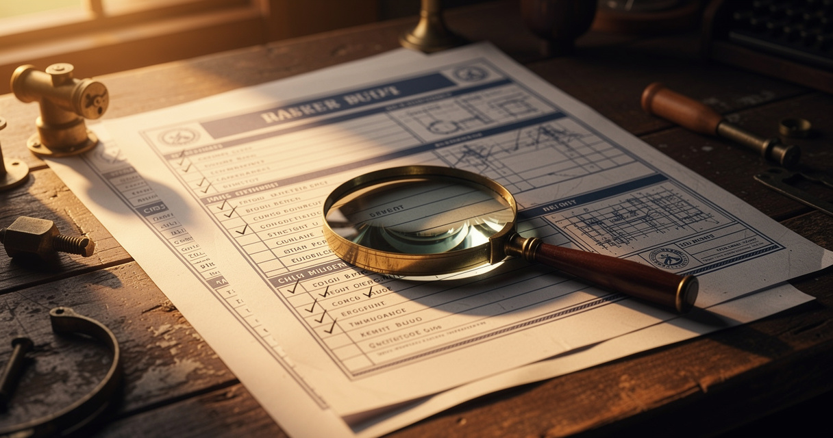 Magnifying glass over checklists on desk