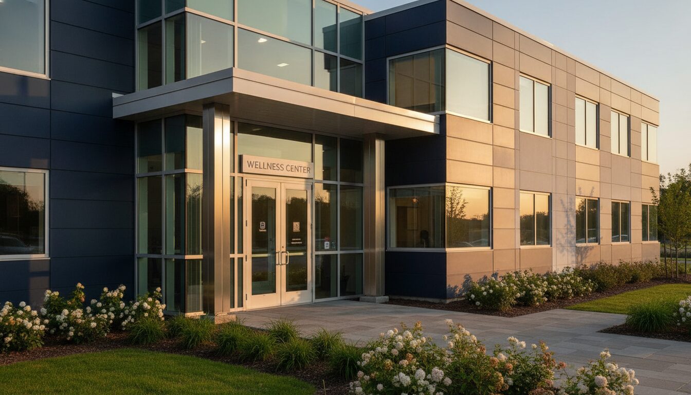 Modern healthcare services office building representing the healthcare M&A market