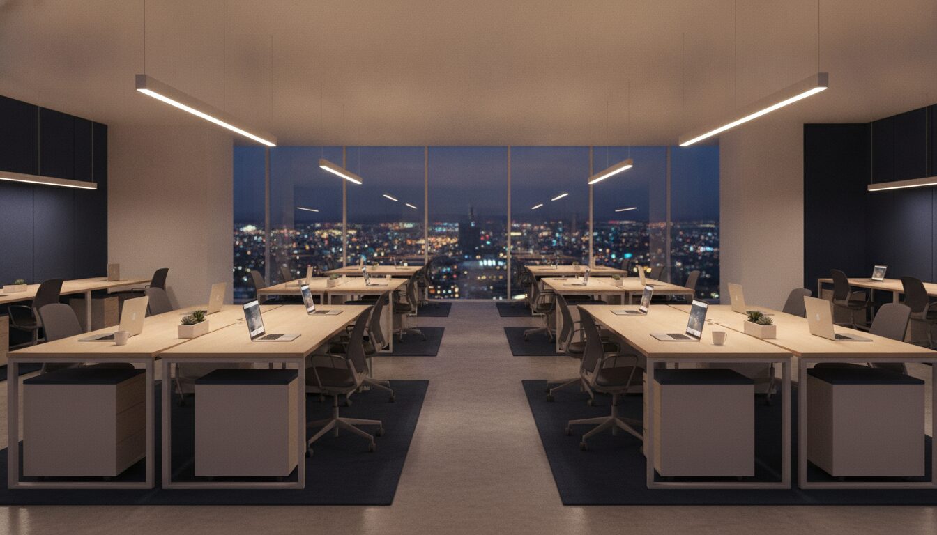 Modern business services office interior representing the business services M&A market